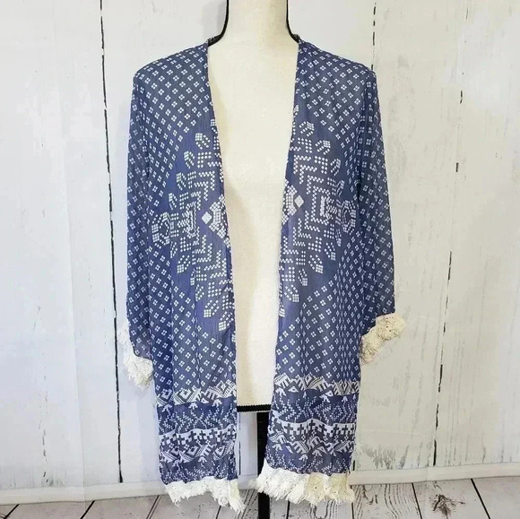 Jolt Boho Fringe Beach Cover Kimono - Picture 3 of 5
